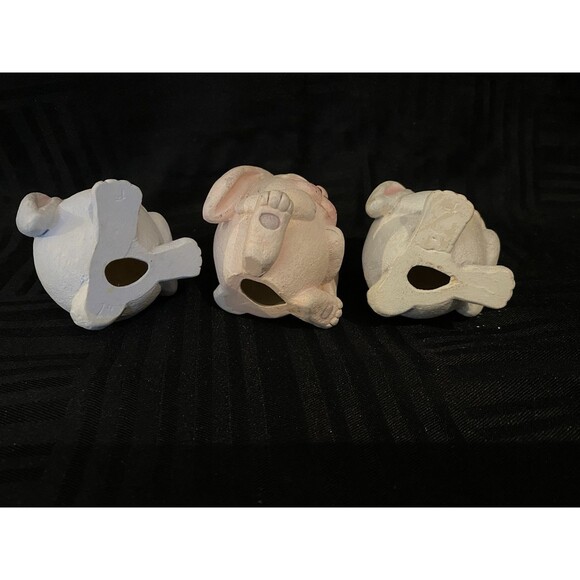 Bunny Egg shaped anthropomorphic floppy eared hand painted Easter figurines - Picture 5 of 8
